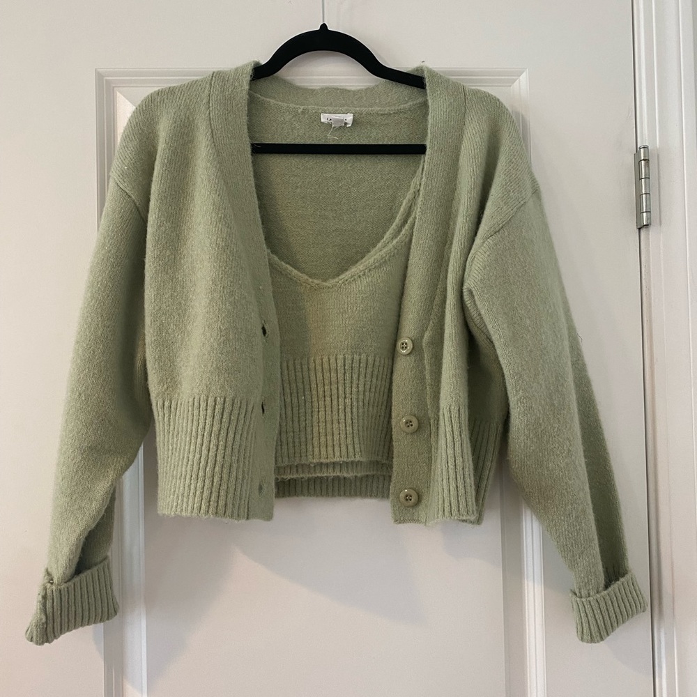 Cute sweater tank top/ cardigan set.